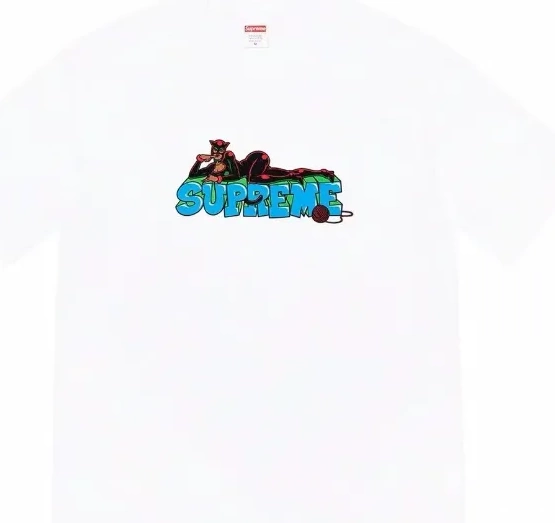 M T-shirt S Printed and White Cartoon Black Catwoman Short Sleeve Pattern Letter 22FW Week Tee L XL 0831